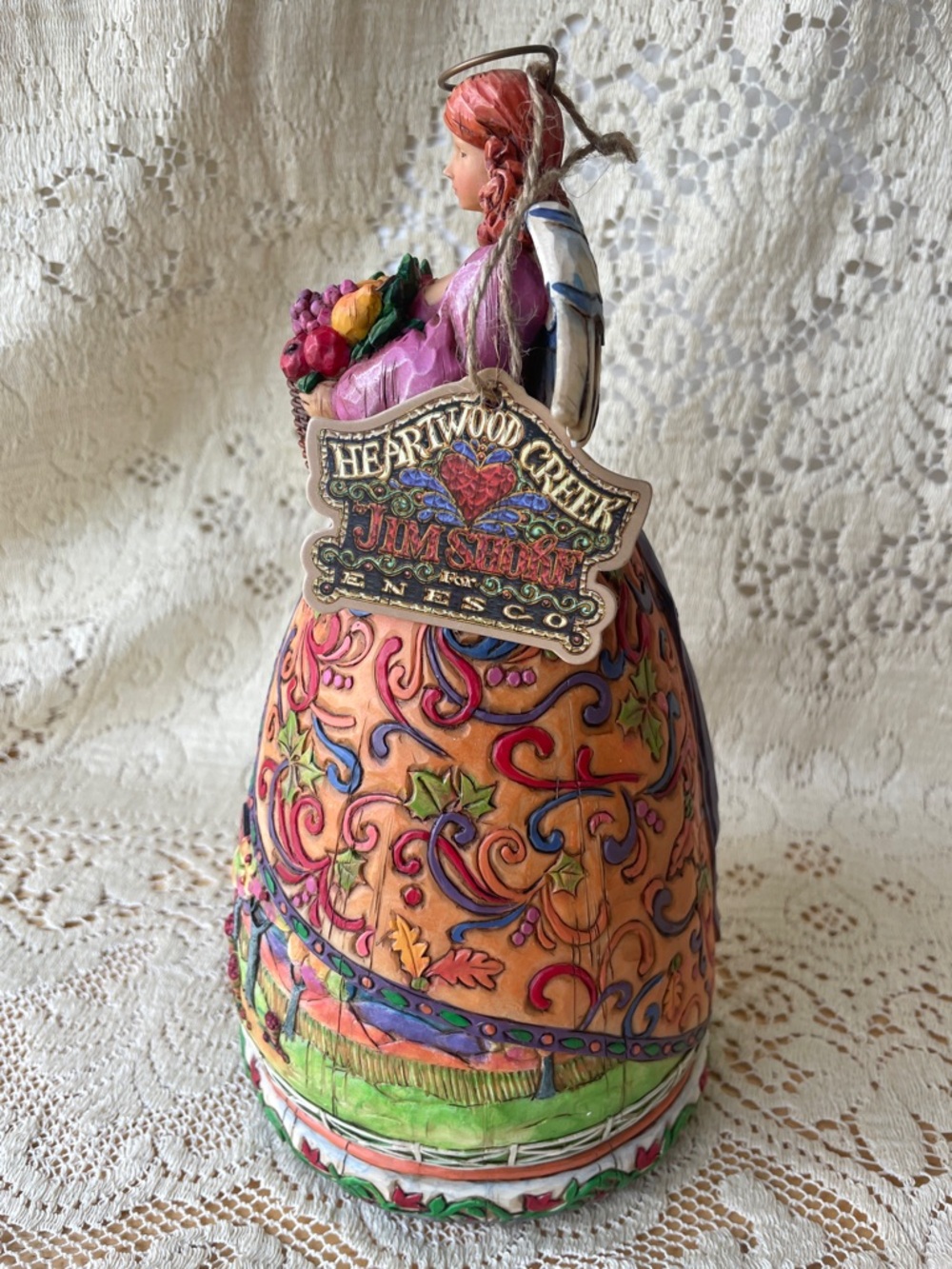 Jim Shore Multicolored Hand-Painted Angel Figurine with Floral Accents - Picture 5 of 9